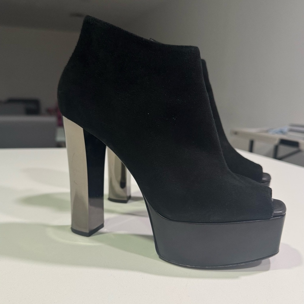 Giuseppe Zanotti Black Suede Platform Ankle Boots Size 39